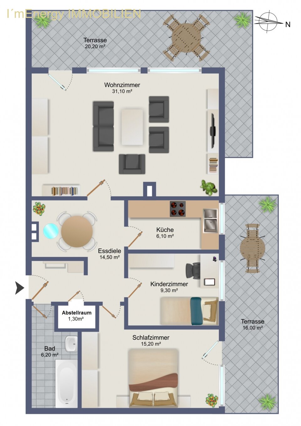 +++ SOFORT Verfügbar - ENTSPANNEN Sie auf 2 oder 3 Dachterrassen+++